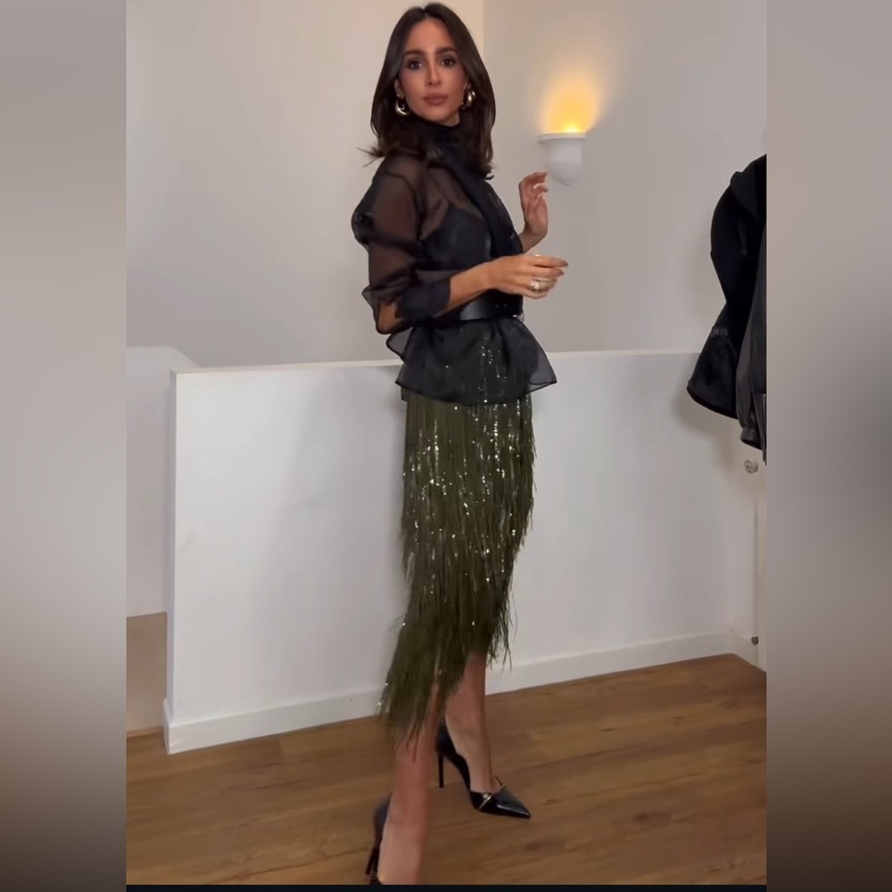 Zara LIMITED EDITION FRINGED SEQUIN ZW COLLECTION SKIRT - Picture 9 of 14